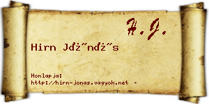 Hirn Jónás névjegykártya