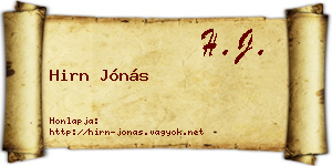 Hirn Jónás névjegykártya